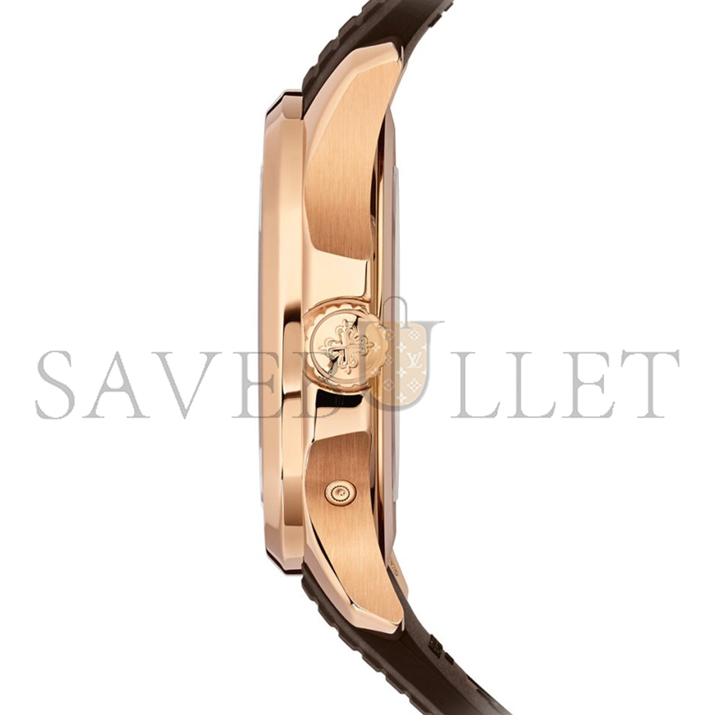 PATEK PHILIPPE AQUANAUT ROSE GOLD TRAVEL TIME BROWN DIAL COMPOSITE MEN’S 41MM WATCH 5164R-001